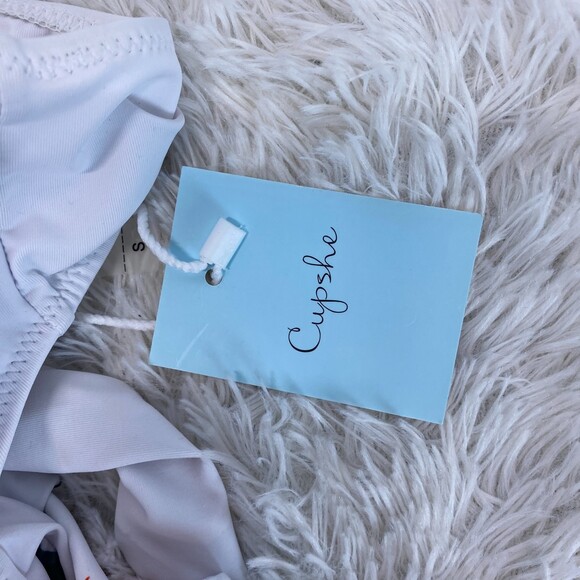 Brand New Cupshe NWT White Orange Floral Back Zip One Piece Swimsuit Small - Picture 9 of 11